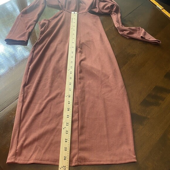 Women’s Lush V-Neck O-Ring Cutout Midi Dress Mahogany Size M new without tag - Picture 8 of 16